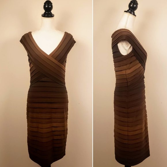 Cache Dresses & Skirts - NWT CACHE Cocktail Dress, Brown Tiered Ruffle, M